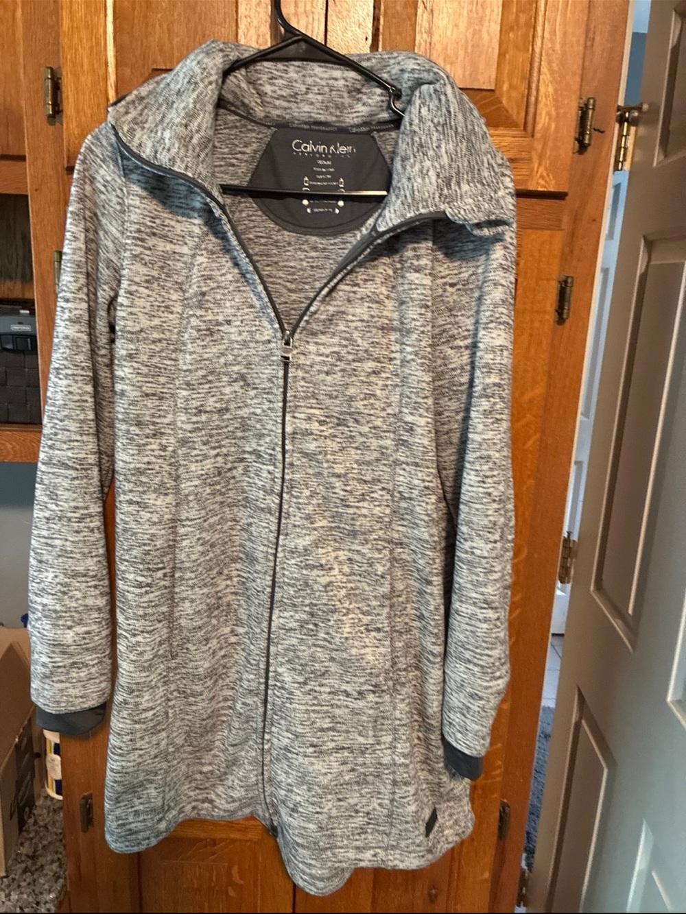 Calvin Klein Women's Heather Gray Zip-Up Utility Jacket